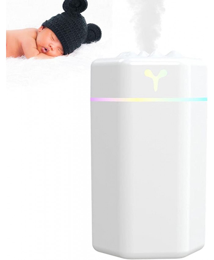 Geruwam Humidificateur de Voiture,Mini humidificateur Portable USB pour Bureau Humidificateurs à ultrasons avec veilleuse 7 Couleurs pour Chambre à Coucher Maison bébé Bureau Voiture - B0BJ2RHKGMN