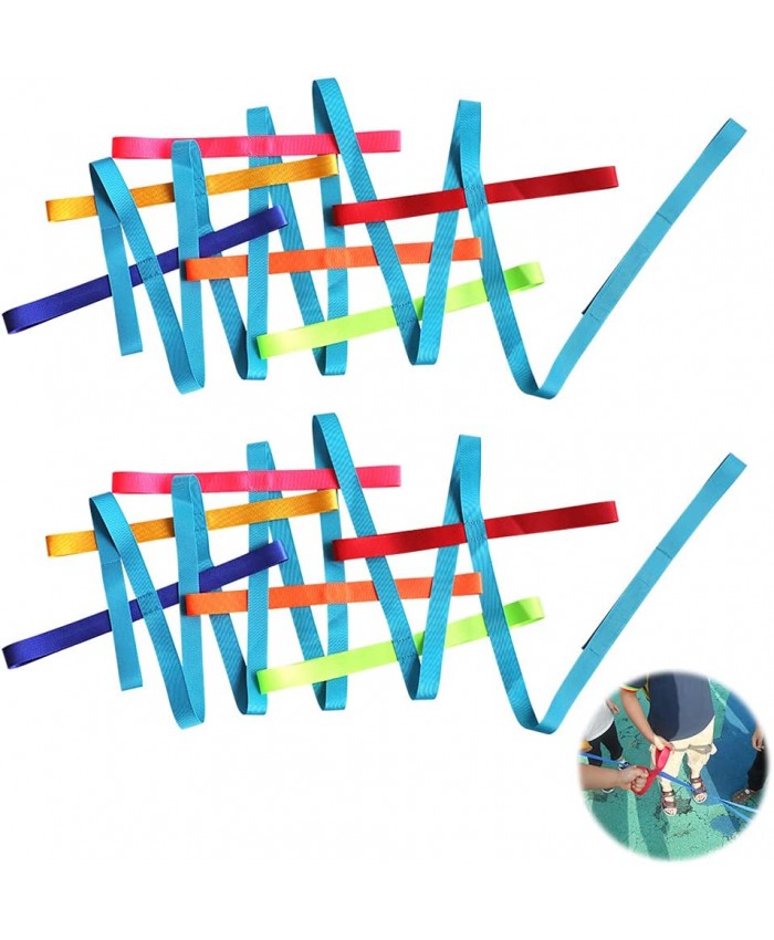 PUDSIRN Lot de 2 cordes de marche pour enfants avec poignées colorées pour crèche école maternelle tout-petits 370 cm - B09DC8VNP3C