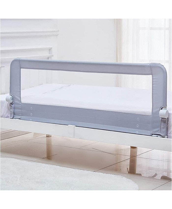 Barrière de lit pour enfant 150 cm Protection contre les chutes Gris - B07T9KJJMC3