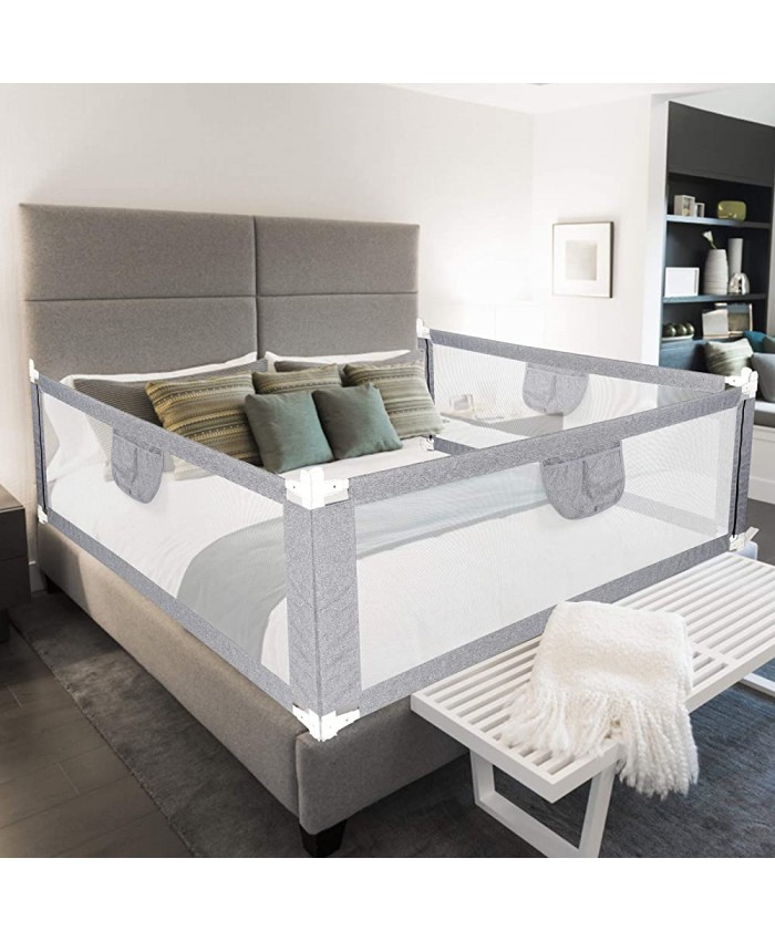 SWANEW Barrière de lit 180 cm pour levage vertical grille de lit réglable en hauteur pour les tout-petits bébés et enfants grise - B09R9LN8FZL