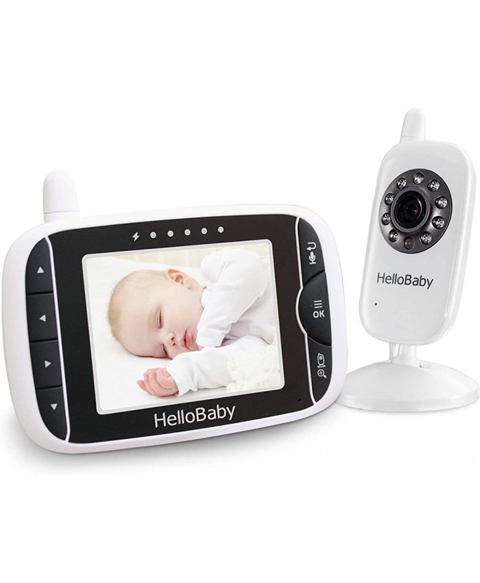 HelloBaby HB32 Moniteur vidéo sans Fil pour bébé avec Appareil Photo numérique Surveillance de la température de Vision Nocturne et système de Discussion 2 Voies Blanc - B071FJPY7GR