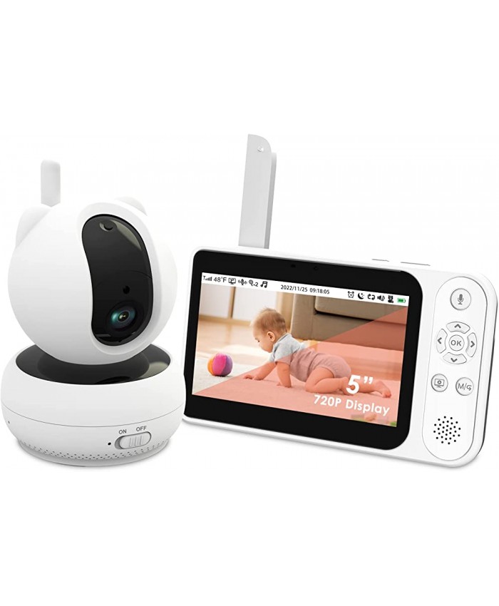VIZOLINK Moniteur pour bébé avec caméra et vision nocturne 720p 12.7 cm HD sans fil conversation bidirectionnelle portée de 300 m rappel d'alimentation pas besoin d'application Wi-Fi - B09VG58LL8I