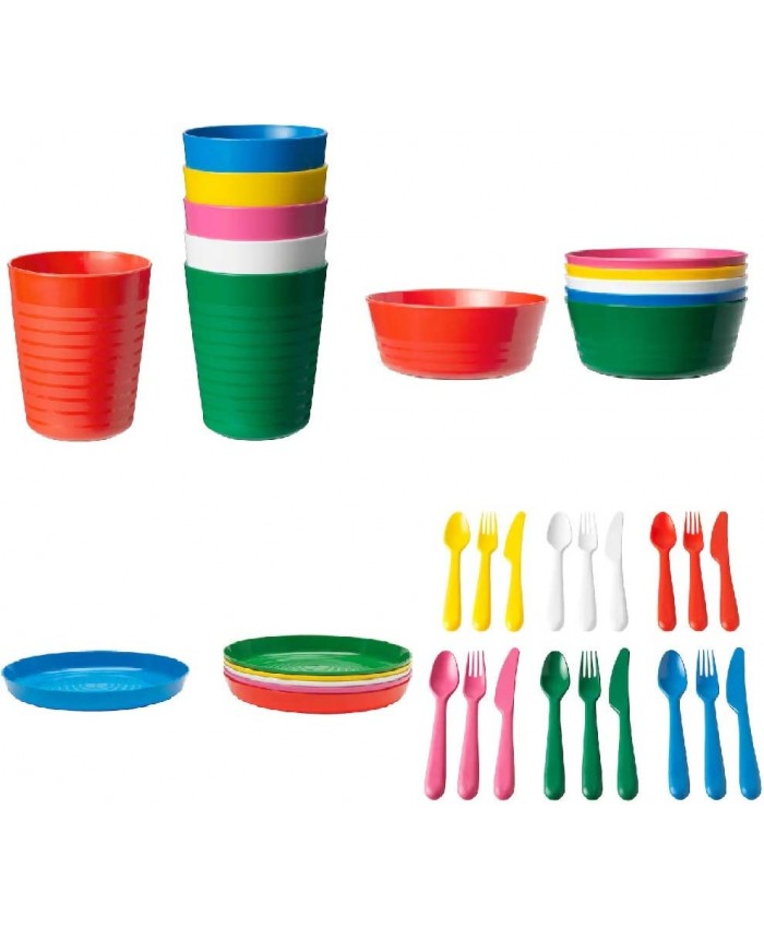 Ikea Kalas Ensemble de 36 pièces de vaisselle couverts assiettes récipients et verres - B01N63J8P52