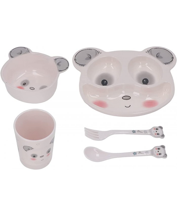 Ensemble de couverts divisés pour l'alimentation des tout-petits bol en mélamine en forme de panda mignon tasse cuillère fourchette assiette de sevrage pour bébé assiette en porcelaine - B0B8P73J48N