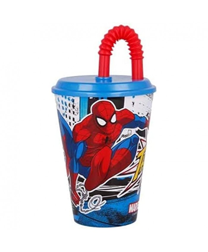 ILS I LOVE SHOPPING Gobelet sport avec paille et couvercle 430 ml pour enfants en plastique sans BPA Spiderman Superhéros - B09BM9JK6VC
