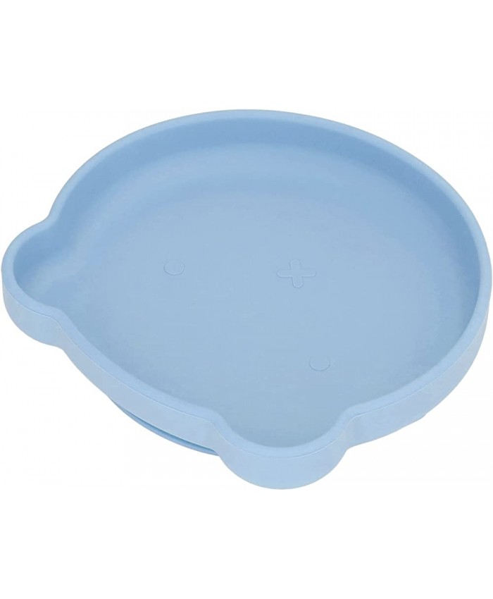 Plat bébé en silicone doux au toucher facile à laver forme d'ours doux ventouse pour les enfants pour le dîner Bleu poussiéreux - B0BNGMF7V4I