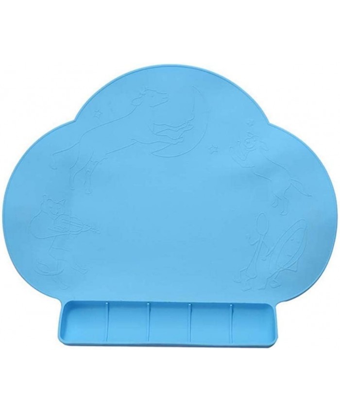 Portable Silicone Non-Slip Placemats for Kids Infants Toddlers Waterproof Placemats Travel Food Mat for Quick Meals Travel Highchair Blue - B0BHQTSF94X