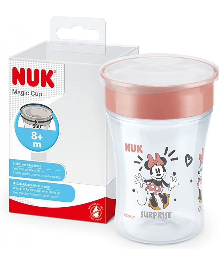 Nuk Disney Mickey Magic Cup Gobelet d'apprentissage Bord anti-fuite de 360° Sans BPA Pour enfant de 8 mois 230 ml Rouge - B09BD58L7TT