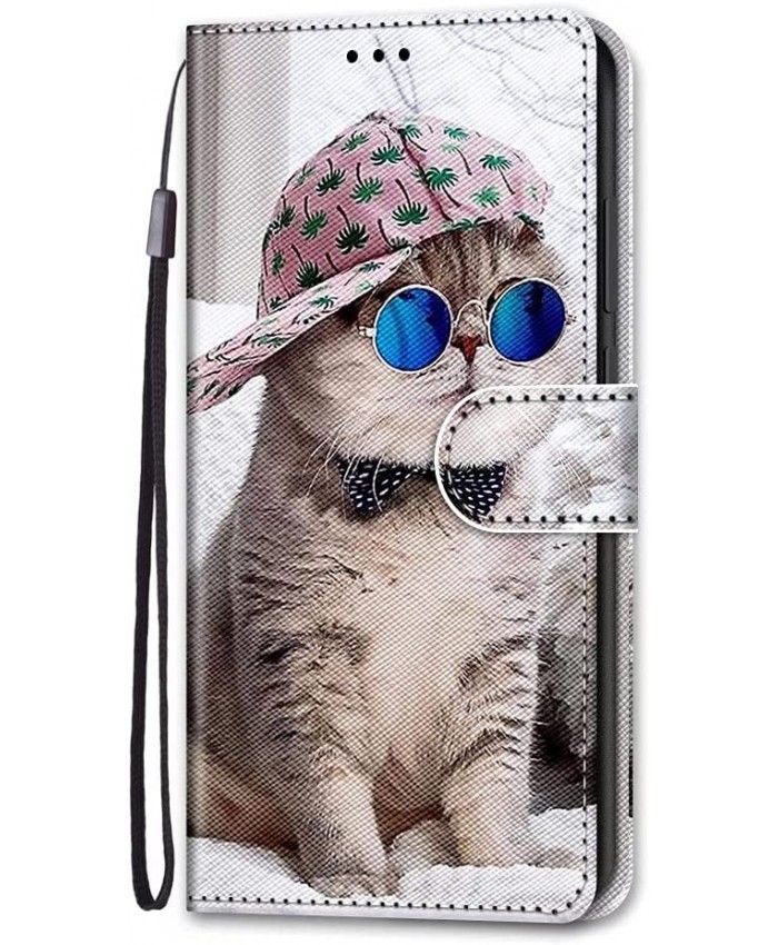 Nadoli Coque Wallet pour Xiaomi 11T Pro,Coloré Peint Lunettes Chat Portefeuille Cuir Fonction Stand et Fentes de Carte Coque Housse Etui - B09TKVMJY8X