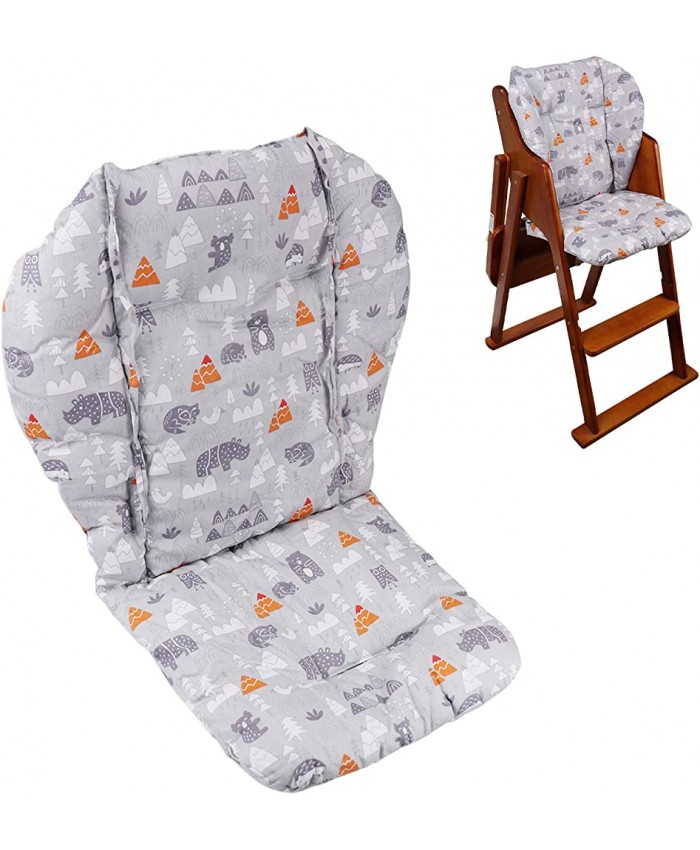 Coussin de chaise haute pour bébé coussin épais pour chaise haute en bois tapis de chaise de salle à manger bébé gris forêt - B08X1TD86ZT