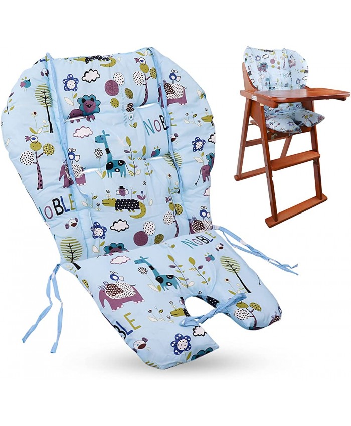 Coussin de chaise haute pour bébé léger et respirant doux et confortable motifs mignons convient à la plupart des chaises hautes chaises de salle à manger de bébé motif animal sur fond bleu - B097ZYBSKKP