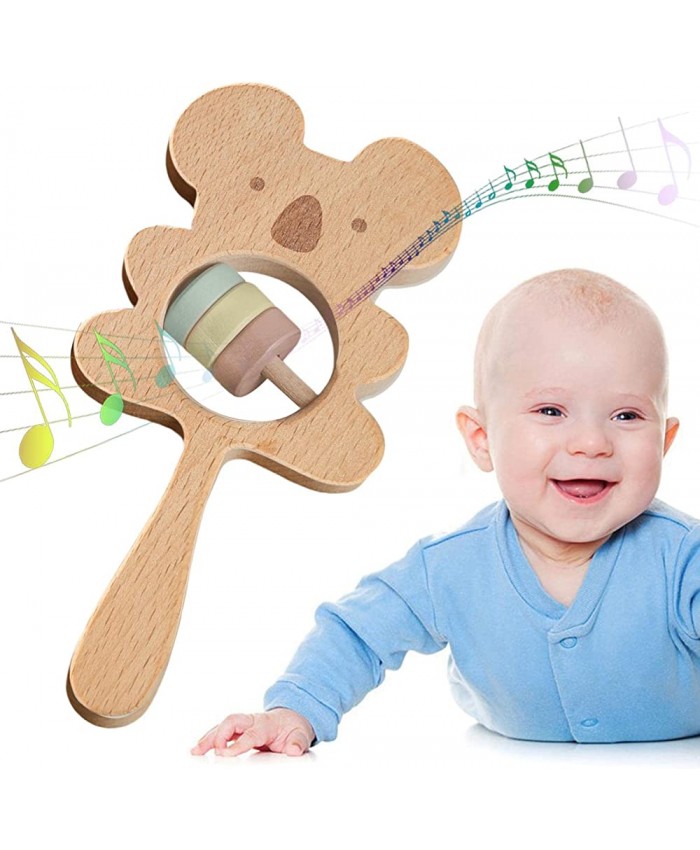 Hochet en bois,Jouet de dentition sensoriel pour bébé tout-petit | Jouet en bois pour bébé masse les gencives hochet de dentition sensoriel pour les développements intellectuels et cognitifs Sakamura - B0BQZB5ZSSD