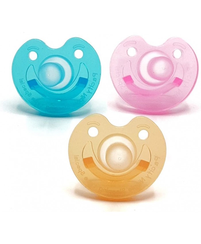 MijnNami Soother Tétine Trio Pack Turquoise Rose et Natural Nicu 100% Qualité alimentaire Silicone Newborn Fopseen 0-6 mois - B0B151M8VJO