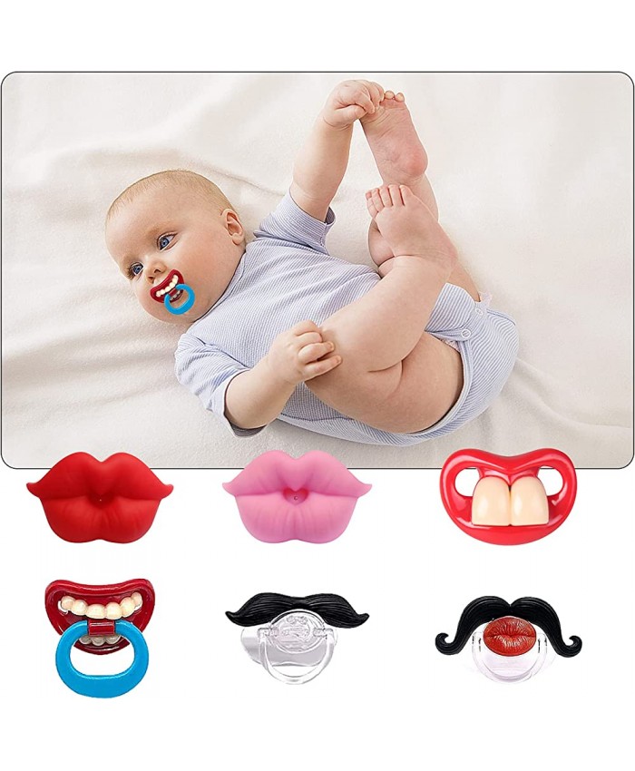 Upriver Lot de 6 tétines amusantes pour bébé En silicone souple Pour les lèvres et les dents de moustache Unisexe Sans BPA - B09F2YHW89R