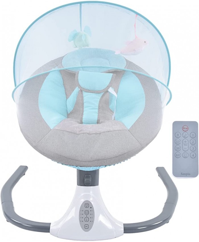 SALALIS Berceau électrique pour bébé Musique de balançoire pour bébé Amovible télécommandée avec Rideau de lit pour la Maison pour Nouveau-né - B09VZDC2DBB