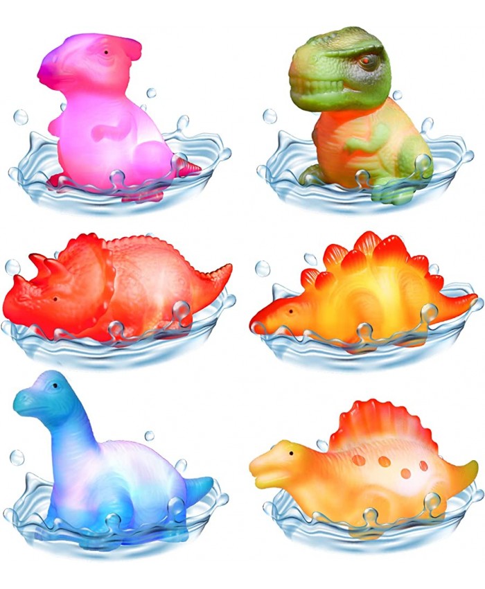 EUCOCO 6pcs Dinosaures Lumineux Multicolores Jouets de Bain Cadeaux pour Bébés Enfants - B0B3RKDNN7A