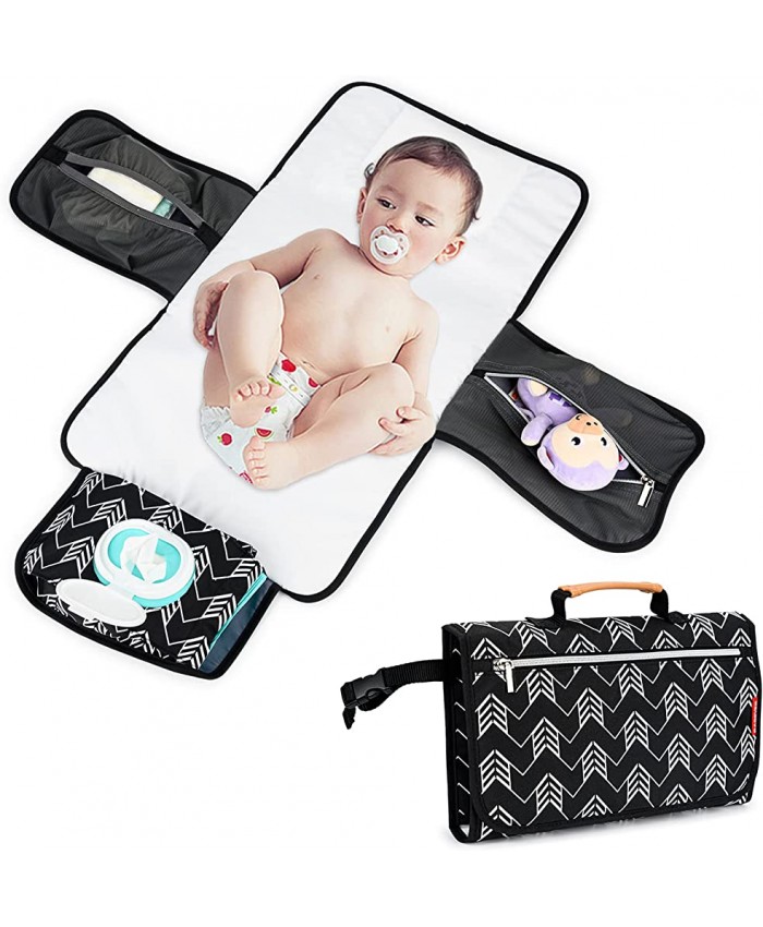 BABEYER Matelas à langer portable avec poches de rangement pour les tout-petits les nourrissons et les nouveau-nés noir - B09CMDY8MZM
