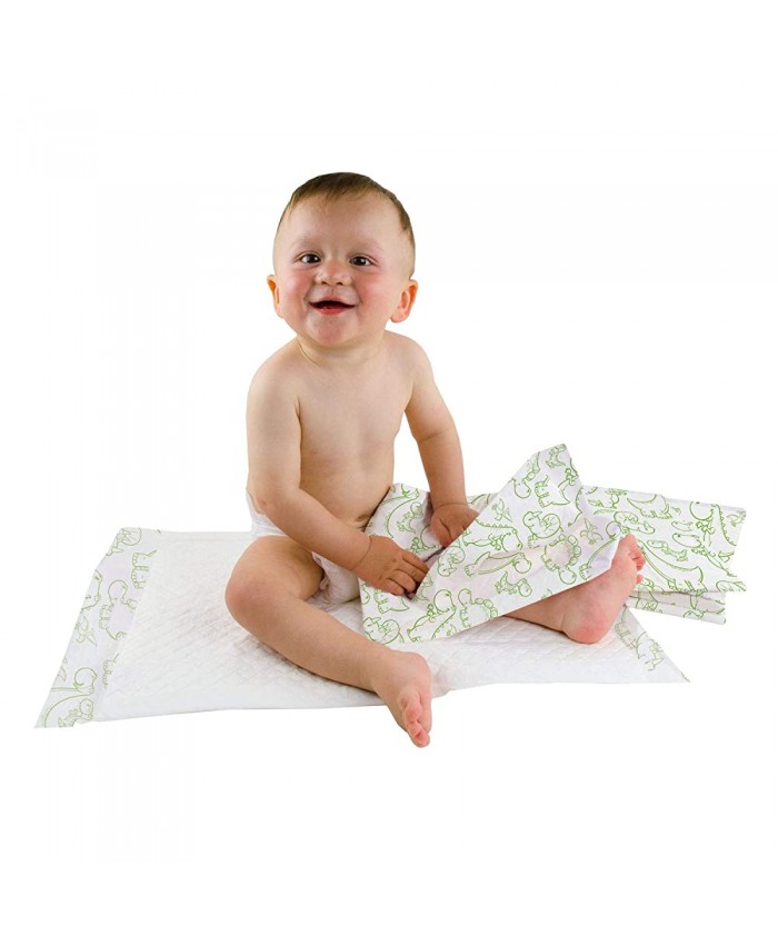Teqler Matelas à langer de voyage pour bébé : lot de 50 tapis à langer super absorbants avec différents motifs pour une hygiène pendant les déplacements Dinosaure 50 - B08295Y7B81